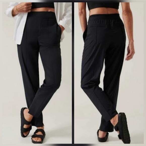 Athleta Vienna Slim Pants Black sz 18 Zipper Pockets 30" inseam Pull-on - Picture 4 of 10